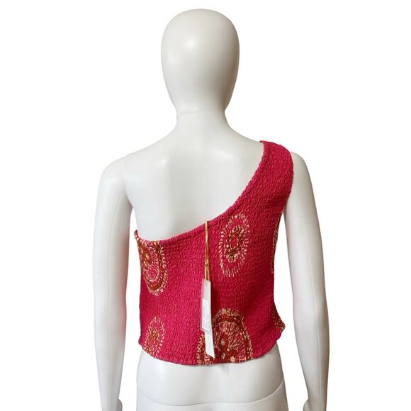 House of Harlow Women's Pink One-Shoulder Cropped Smocked Top Size L - NWT - Picture 4 of 8